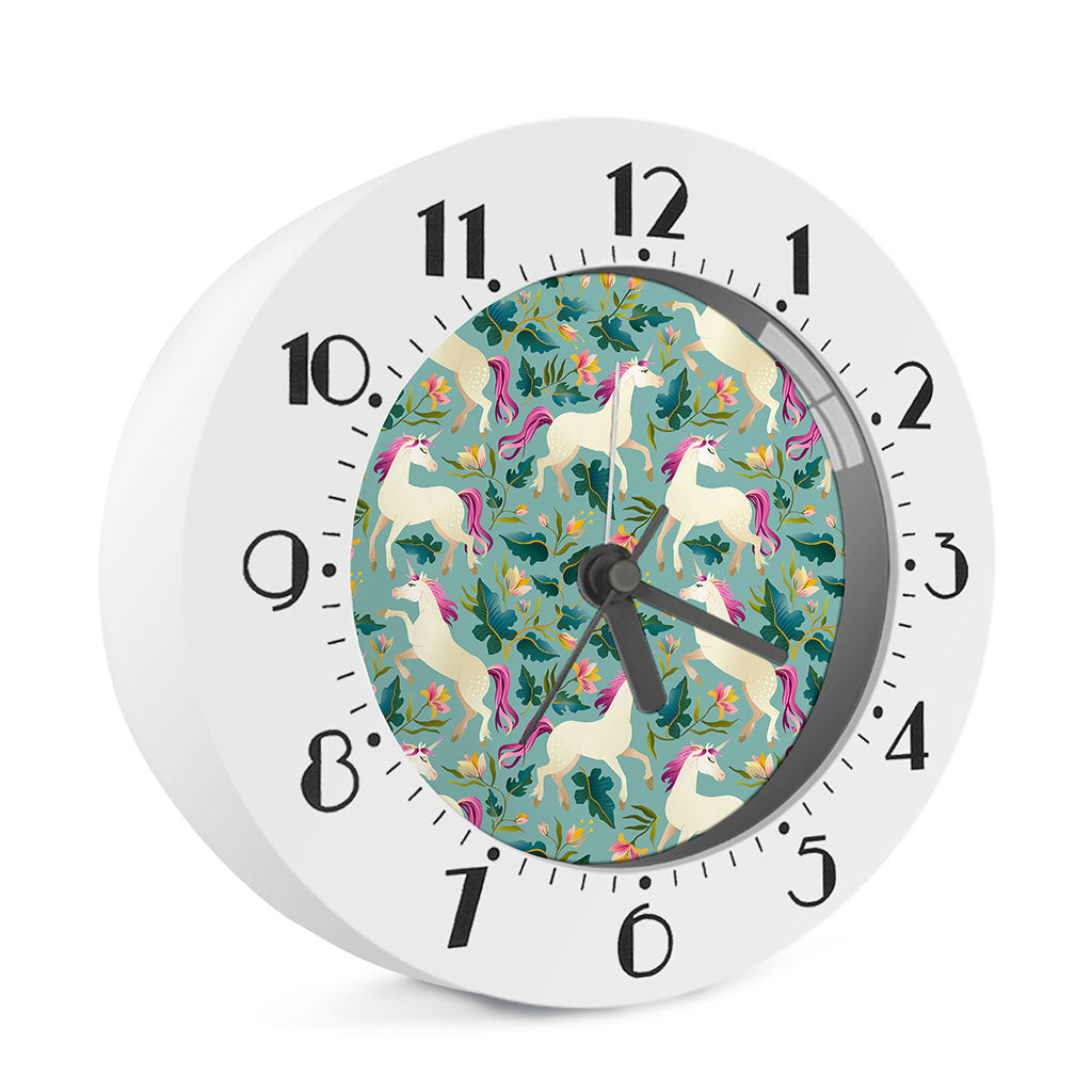 Floral Unicorn Pattern Print Alarm Clock