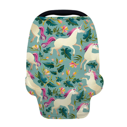 Floral Unicorn Pattern Print Baby Seat Cover