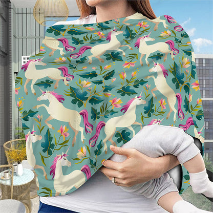 Floral Unicorn Pattern Print Baby Seat Cover