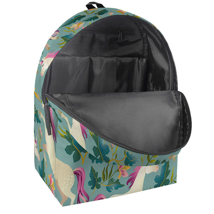 Floral Unicorn Pattern Print Backpack