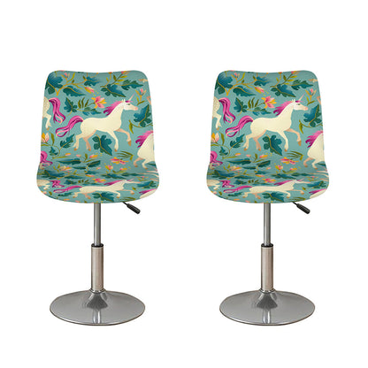 Floral Unicorn Pattern Print Bar Stool Covers