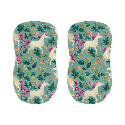 Floral Unicorn Pattern Print Bar Stool Covers