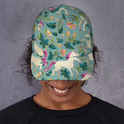 Floral Unicorn Pattern Print Baseball Cap