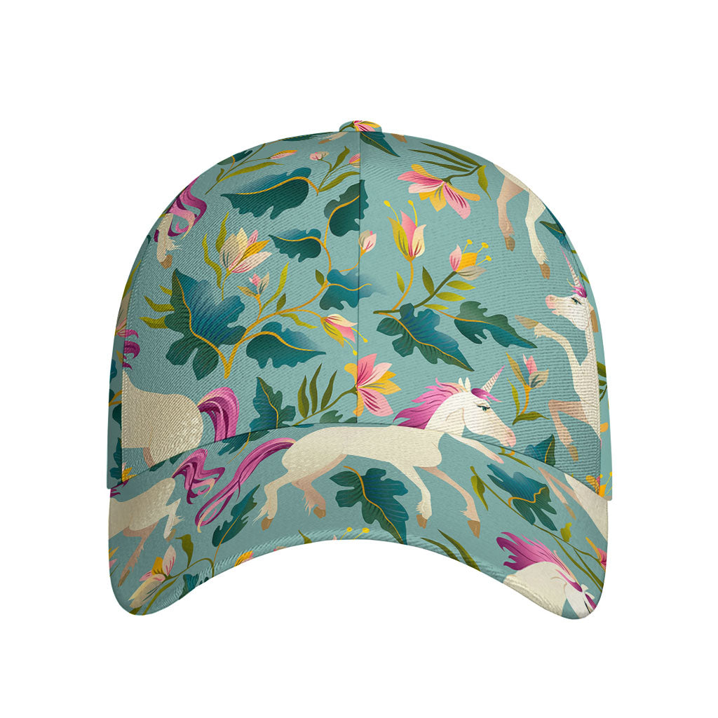 Floral Unicorn Pattern Print Baseball Cap