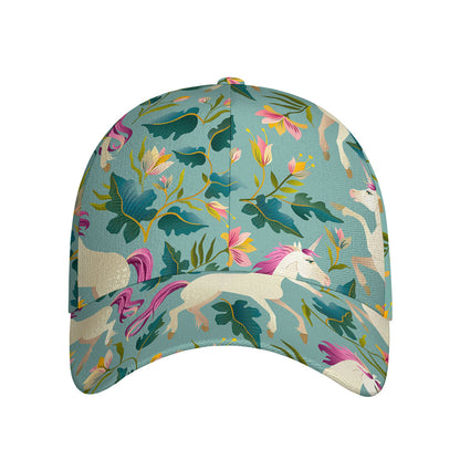Floral Unicorn Pattern Print Baseball Cap