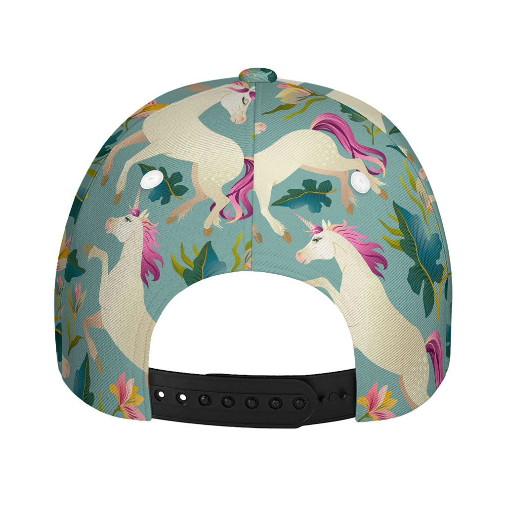 Floral Unicorn Pattern Print Baseball Cap