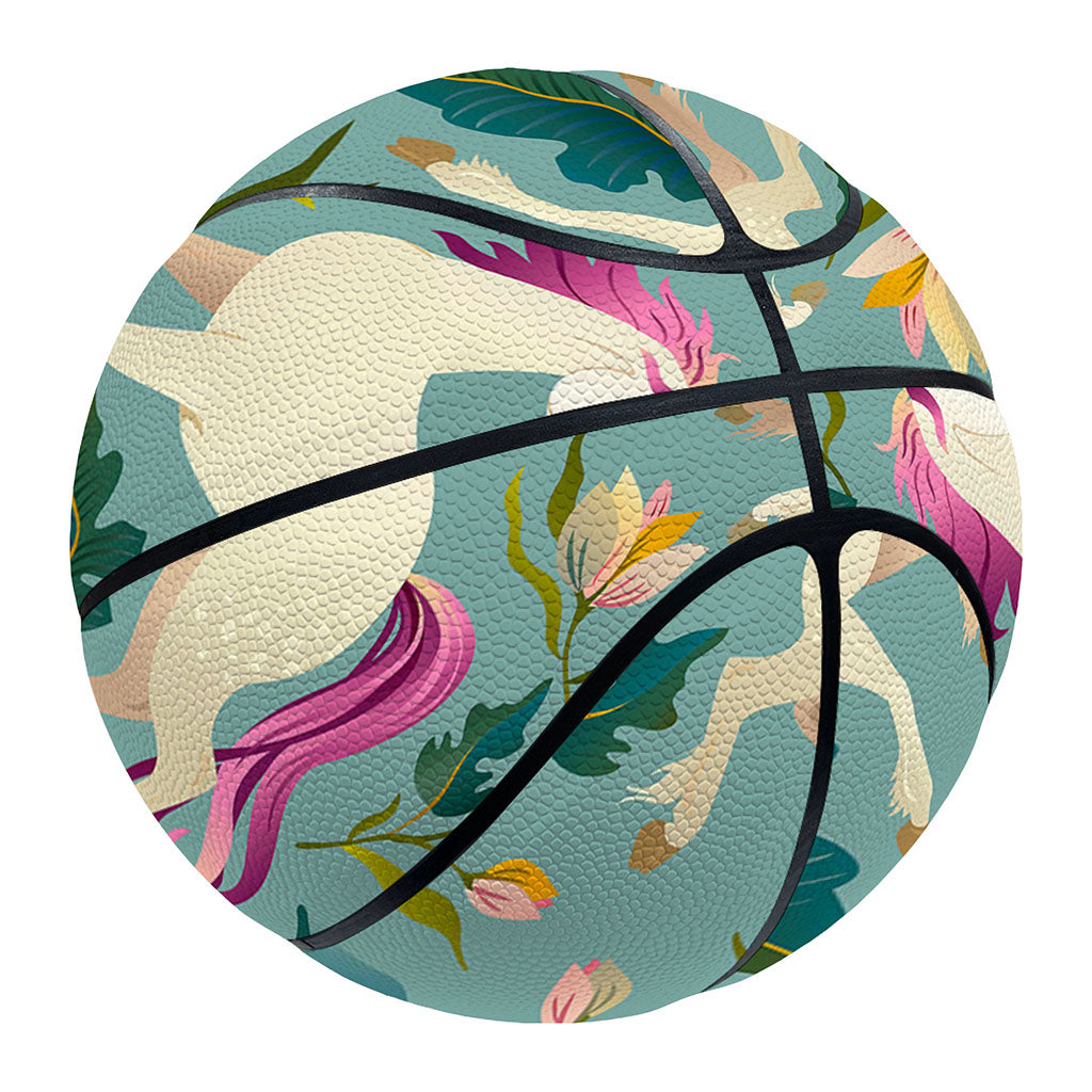 Floral Unicorn Pattern Print Basketball