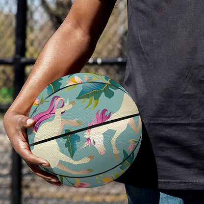 Floral Unicorn Pattern Print Basketball