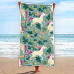 Floral Unicorn Pattern Print Beach Towel