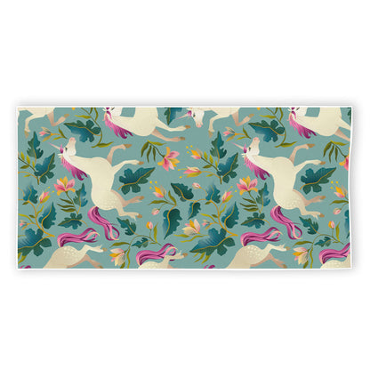 Floral Unicorn Pattern Print Beach Towel