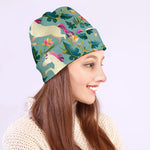 Floral Unicorn Pattern Print Beanie