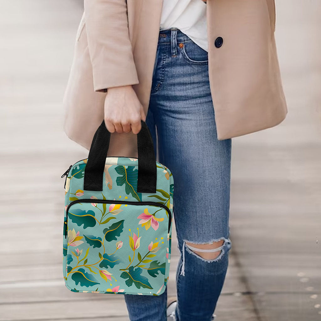 Floral Unicorn Pattern Print Bible Tote Bag