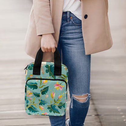 Floral Unicorn Pattern Print Bible Tote Bag