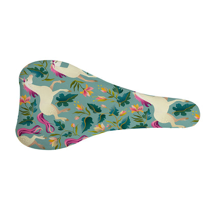 Floral Unicorn Pattern Print Bicycle Seat Cover