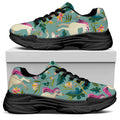 Floral Unicorn Pattern Print Black Chunky Shoes