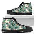 Floral Unicorn Pattern Print Black High Top Sneakers