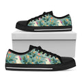 Floral Unicorn Pattern Print Black Low Top Sneakers