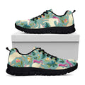 Floral Unicorn Pattern Print Black Running Shoes