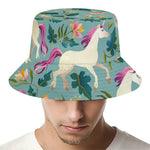 Floral Unicorn Pattern Print Bucket Hat