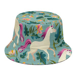 Floral Unicorn Pattern Print Bucket Hat