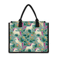 Floral Unicorn Pattern Print Canvas Tote Bag