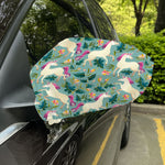 Floral Unicorn Pattern Print Car Side Mirror Covers