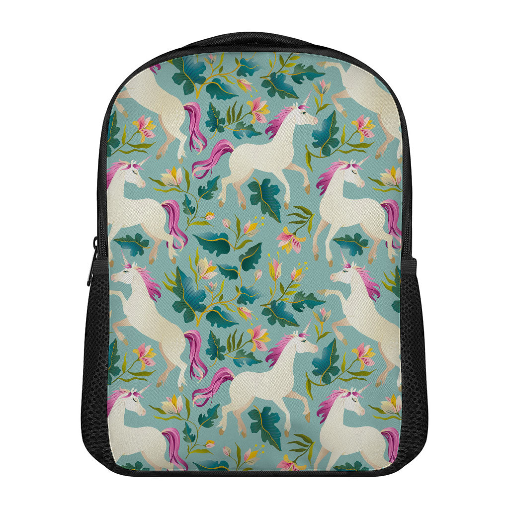 Floral Unicorn Pattern Print Casual Backpack