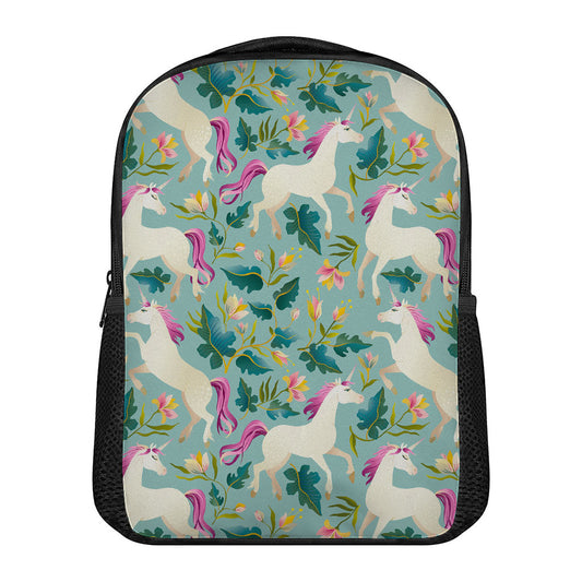 Floral Unicorn Pattern Print Casual Backpack