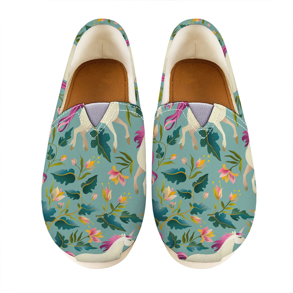 Floral Unicorn Pattern Print Casual Shoes