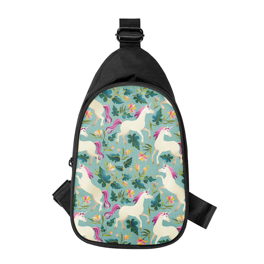 Floral Unicorn Pattern Print Chest Bag