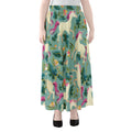 Floral Unicorn Pattern Print Chiffon Maxi Skirt