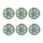 Floral Unicorn Pattern Print Coaster Set