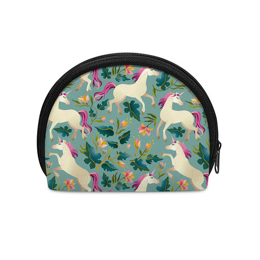 Floral Unicorn Pattern Print Coin Purse