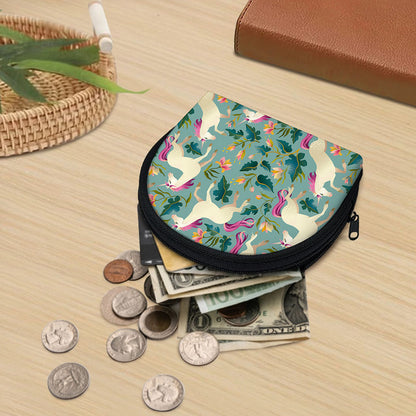 Floral Unicorn Pattern Print Coin Purse