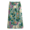 Floral Unicorn Pattern Print Cotton Front Slit Maxi Skirt