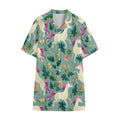 Floral Unicorn Pattern Print Cotton Hawaiian Shirt