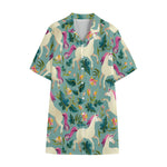 Floral Unicorn Pattern Print Cotton Hawaiian Shirt