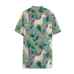 Floral Unicorn Pattern Print Cotton Hawaiian Shirt