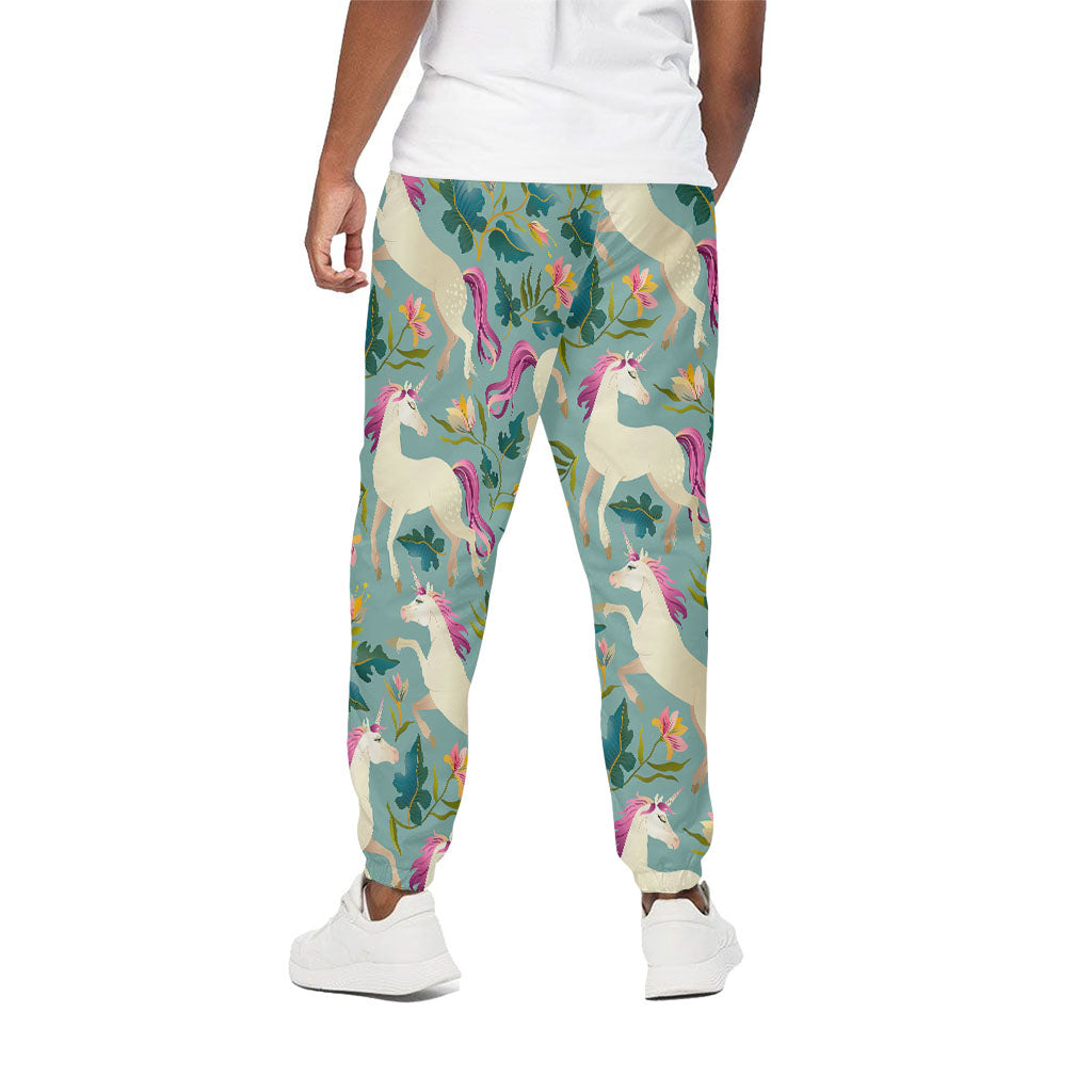 Floral Unicorn Pattern Print Cotton Pants
