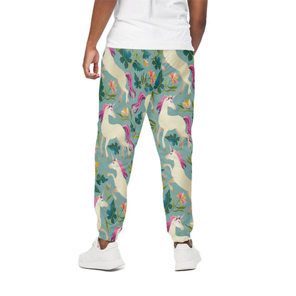 Floral Unicorn Pattern Print Cotton Pants