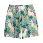 Floral Unicorn Pattern Print Cotton Shorts