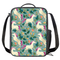 Floral Unicorn Pattern Print Crossbody Lunch Bag