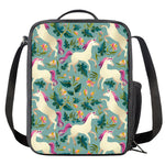 Floral Unicorn Pattern Print Crossbody Lunch Bag