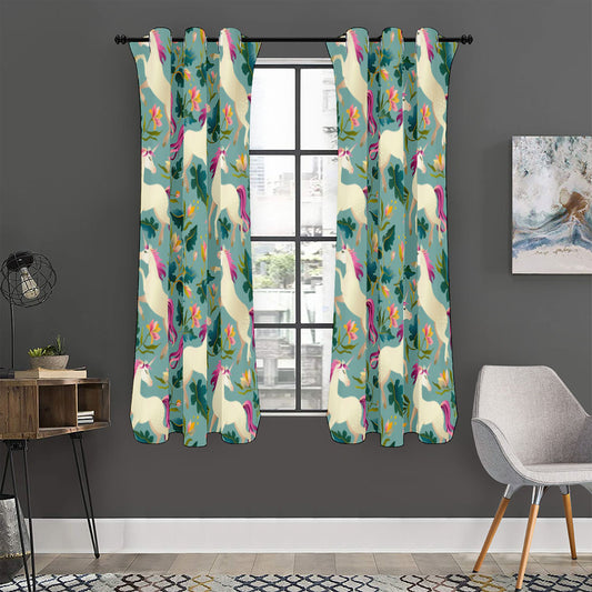Floral Unicorn Pattern Print Curtain