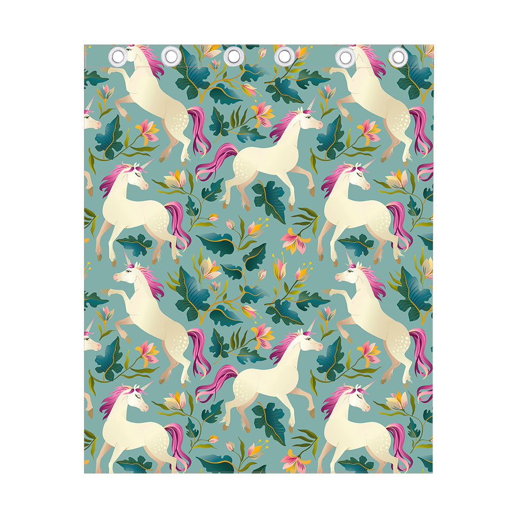 Floral Unicorn Pattern Print Curtain