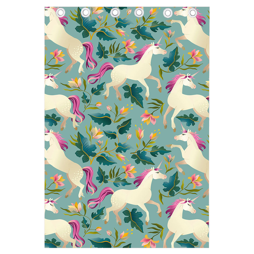 Floral Unicorn Pattern Print Curtain