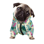 Floral Unicorn Pattern Print Dog Zip Up Hoodie