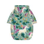 Floral Unicorn Pattern Print Dog Zip Up Hoodie