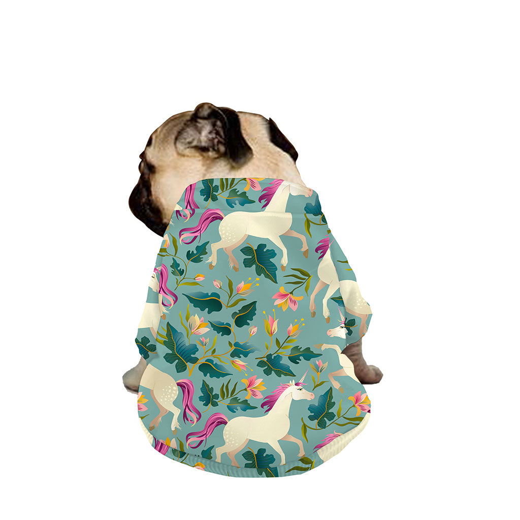 Floral Unicorn Pattern Print Dog Zip Up Jacket