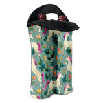 Floral Unicorn Pattern Print Double Neoprene Wine Tote